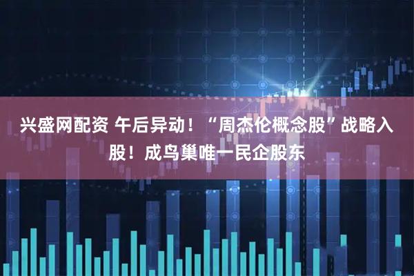 兴盛网配资 午后异动！“周杰伦概念股”战略入股！成鸟巢唯一民企股东